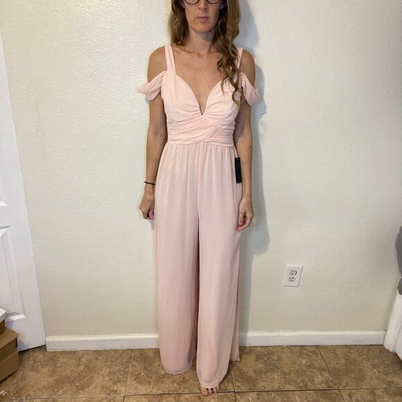 VENUS Pants - Venus Light Pastel Pink Formal Jumpsuit Side Slits Size 4 NWT